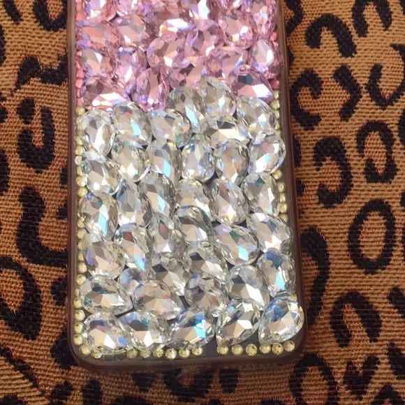 Pink &White Crystals covered iPhone Cover 6” Long - Picture 7 of 9